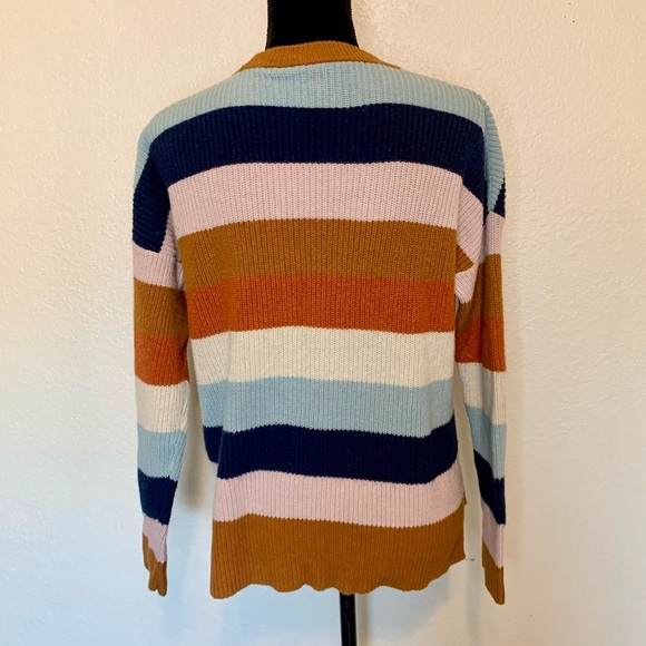 Madewell Thompson Pocket Pullover Sweater Rainbow Stripe Size Small - Picture 9 of 14